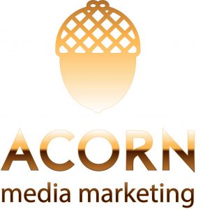 Acorn media marketing modern gold pendant logo variation